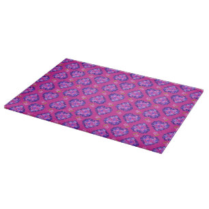Magenta Hearts and Blume Glass Cutting Board Schneidebrett