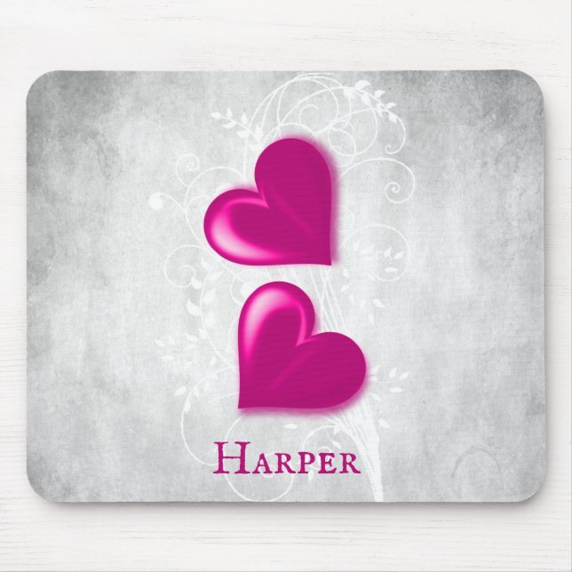 Magenta Hearts Personalisiert Mouse Pad Mousepad (Vorne)
