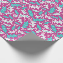 Magenta Holly Wrapping Paper Roll