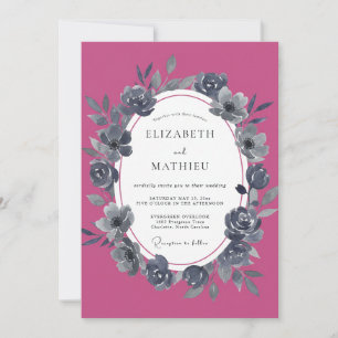 Magenta-Holzkohle-gemalte Hochzeit Einladung