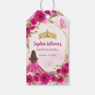 Magenta Hot Pink Gold Floral Prinzessin Tiara Gefa Geschenkanhänger