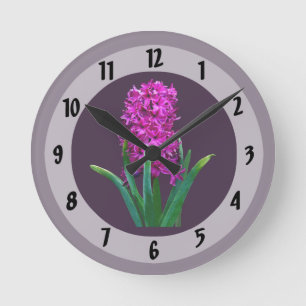 Magenta Hyacinth Runde Wanduhr