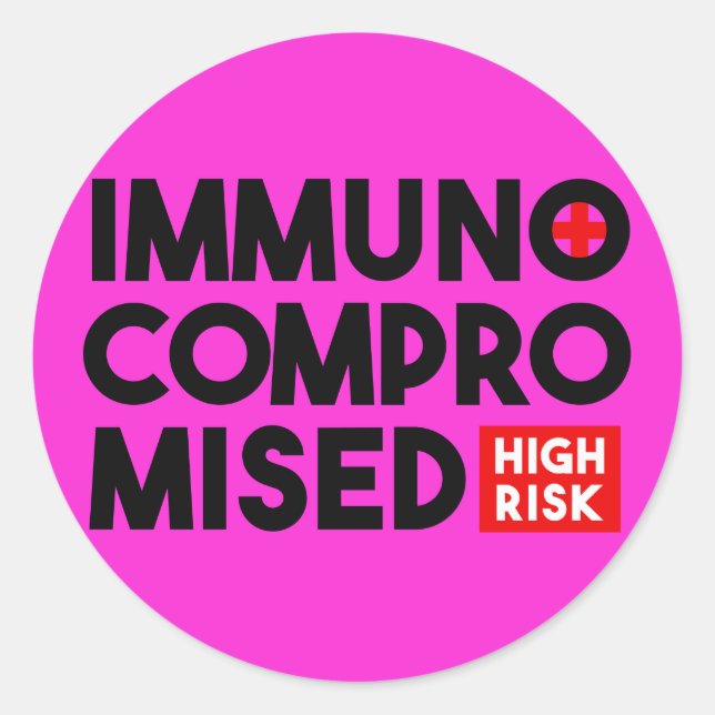 Magenta Immunokompromittierte hohes Risiko Runder Aufkleber (Vorderseite)