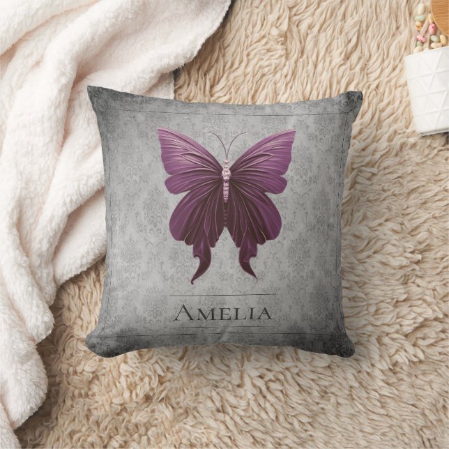 Magenta Jeweled Butterfly Kissen (Decke)