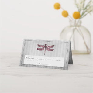 Magenta Jeweled Dragonfly Empfang Platzkarte