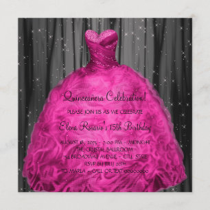 Magenta Kleid Quinceanera Einladung