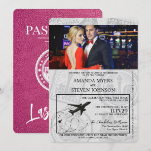 Magenta Las Vegas Passport Wedding Einladung