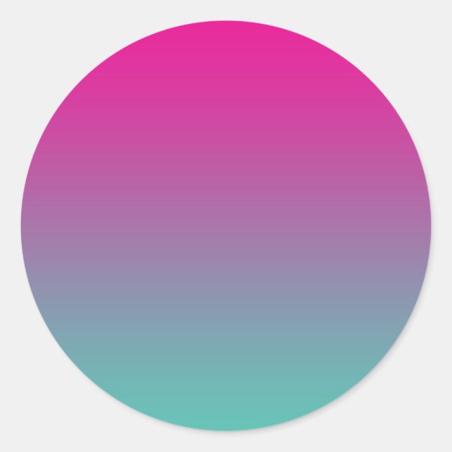 Magenta Lila & Aquamarin Ombre Runder Aufkleber (Vorderseite)