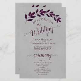 Magenta Lila Blätter Budget Hochzeitsprogramm