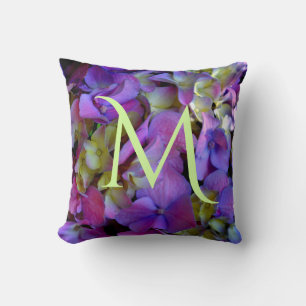 Magenta Lila-blaugelbe Hydrangeas-Blume Kissen