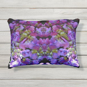 Magenta Lila-blaugelbe Hydrangeas-Blume Kissen Für Draußen