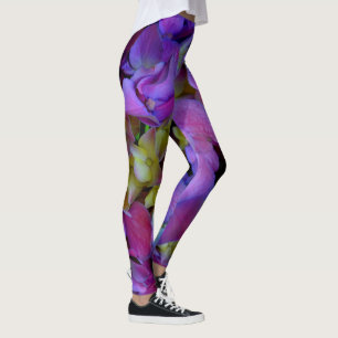 Magenta Lila-blaugelbe Hydrangeas-Blume Leggings