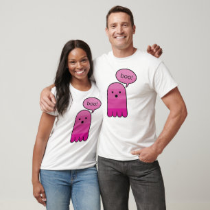 Magenta Lila Boo Ghost Halloween T-Shirt