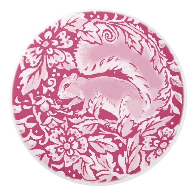 Magenta Lila Eichhörnchen Blumenwald Keramikknauf (Vorderseite)