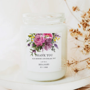 Magenta Lila Gelb Floral Boho Hochzeitsgeschenk Quadratischer Aufkleber