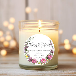 Magenta Lila Gelbe Florale Boho Hochzeitsgunst Runder Aufkleber