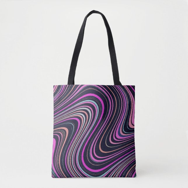Magenta Lila Pink Navy Muster Tasche (Vorderseite)