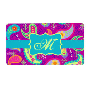 Magenta Lila Türkis Modernes Paisley Muster
