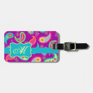 Magenta Lila Türkis Modernes Paisley Muster Gepäckanhänger