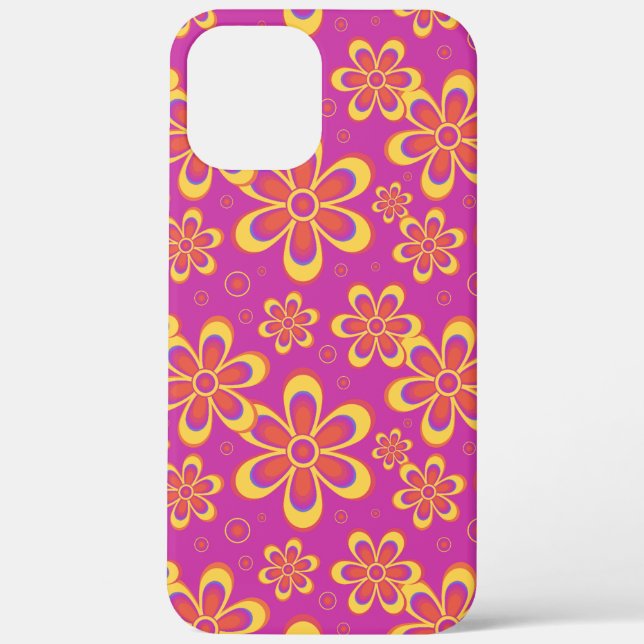 Magenta Lila Yellow Groovy Blume Pattern Case-Mate iPhone Hülle (Rückseite)