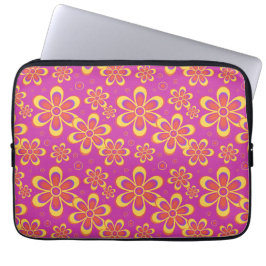Magenta Lila Yellow Groovy Blume Pattern Laptopschutzhülle