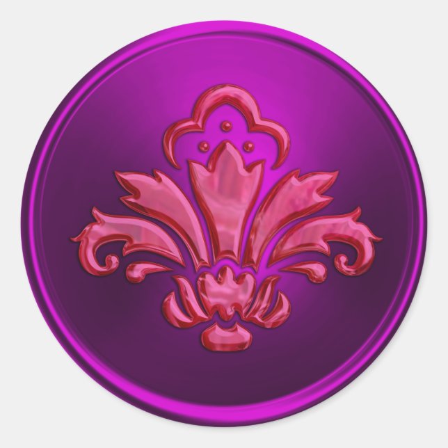 Magenta Lilie Umschlag Aufkleber Embossed Look (Vorderseite)