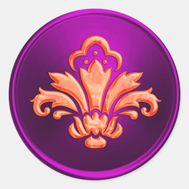 Magenta Lilie Umschlag Aufkleber Embossed Look (Vorderseite)