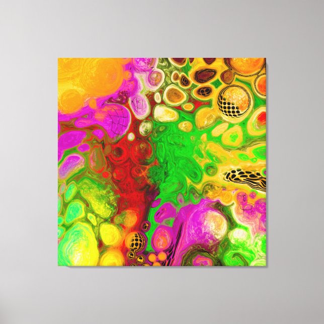 Magenta, Lime Green, Black Yellow abstrakt Art Leinwanddruck (Vorderseite)