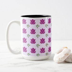 Magenta-Lotos-Gartenmuster Zweifarbige Tasse