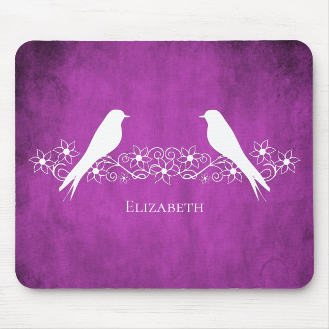 Magenta Lovebirds Blumenmousine Mousepad (Vorne)