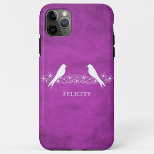 Magenta Lovebirds Floral Vine coque iphone