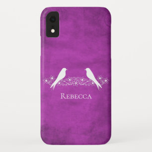 Magenta Lovebirds Floral Vine iPhone Case