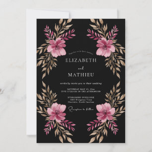 Magenta malerische Blütenhochzeit Einladung
