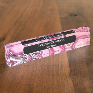 Magenta Marble Classy Moderne Personalisiert Namensplakette