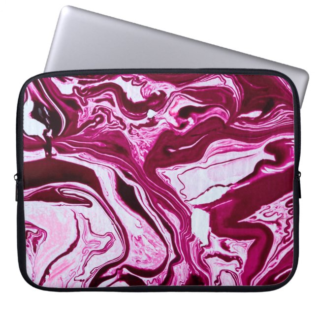 Magenta-Marmorstruktur Laptopschutzhülle (Vorderseite)