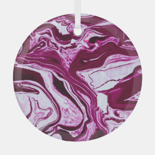 Magenta Marmortextur: Abstrakte Fluid Art Ornament Aus Glas