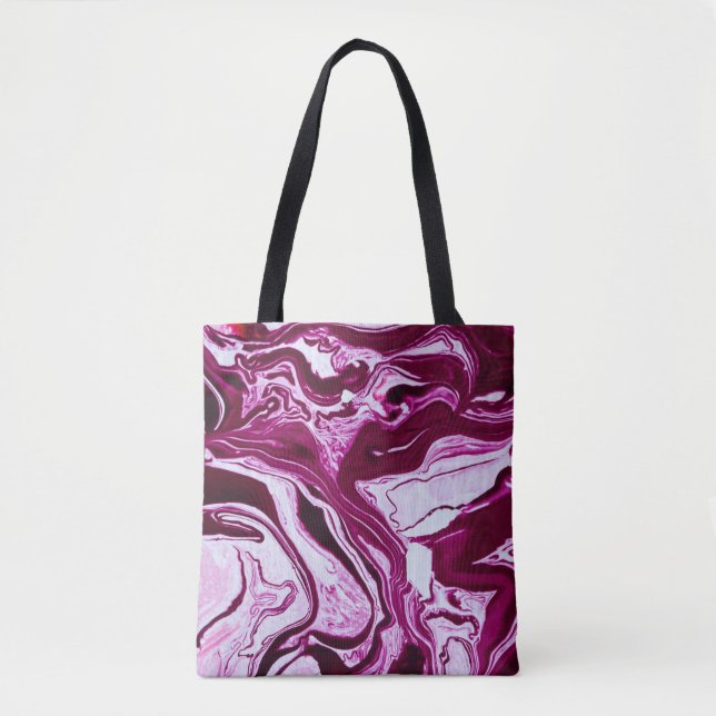 Magenta Marmortextur: Abstrakte Fluid Art Tasche (Vorderseite)