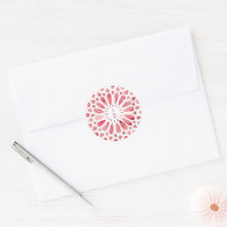 Magenta marokkanische Tiles Wedding Logo Runder Aufkleber