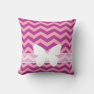 Magenta Mattiert Orchid Chevrons mit Schmetterling Kissen