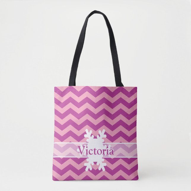 Magenta Mattiert Orchid Chevrons mit Schneeflocke Tasche (Vorderseite)