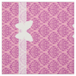 Magenta Mattiert Orchid Damask mit Schmetterling Stoff