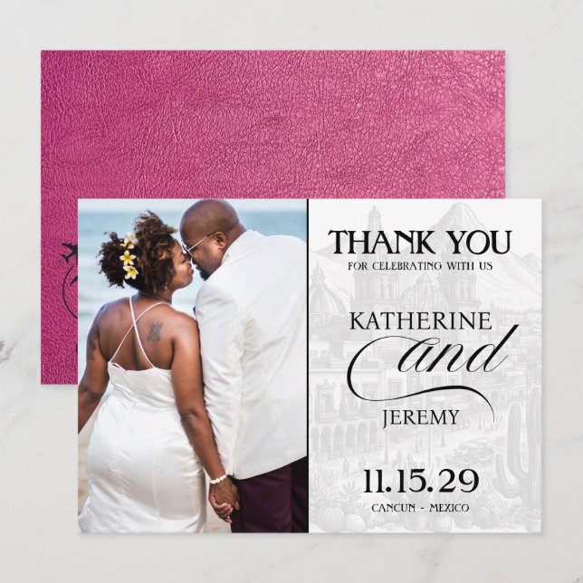 Magenta Mexico Passport Dankeskarte (Vorne/Hinten)