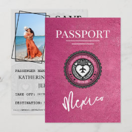 Magenta Mexico Passport Save the Date