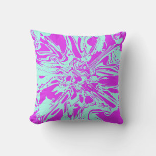 Magenta Mint Abstrakte Blume Design Kissen