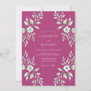 Magenta-Minzblättrige Hochzeit Einladung