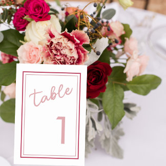 Magenta moderne et Mariage Rose Numéro de table