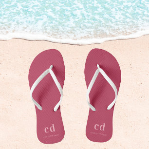 Magenta-Monogramm-Name Flip Flops