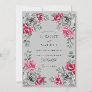 Magenta Moody Florale Hochzeit Einladung