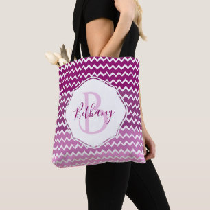Magenta Ombre Zickzack Personalisiert Tote Bag Tasche