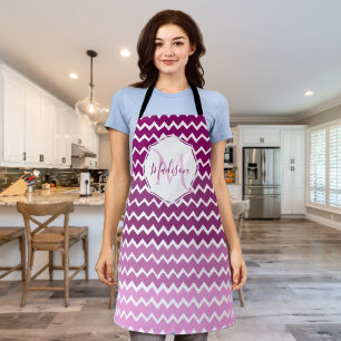 Magenta Ombre Zickzack Personalisierte Schürze